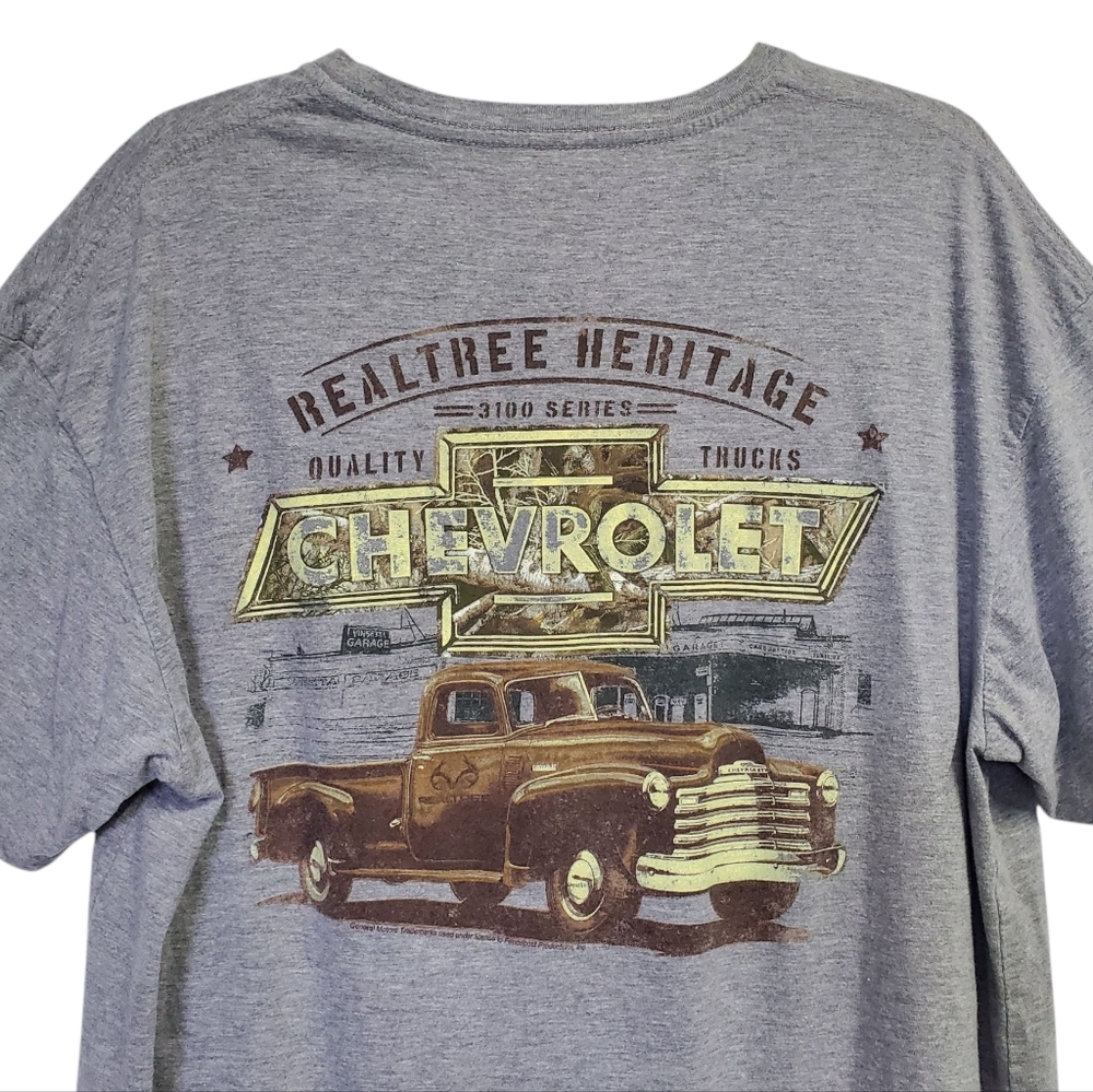 Realtree Heritage Chevrolet Men's Gray Tee Size XL